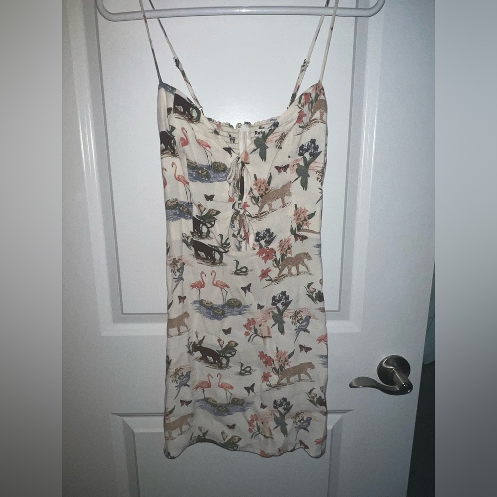 Reformation Bascom Mini Dress in Janeiro Safari